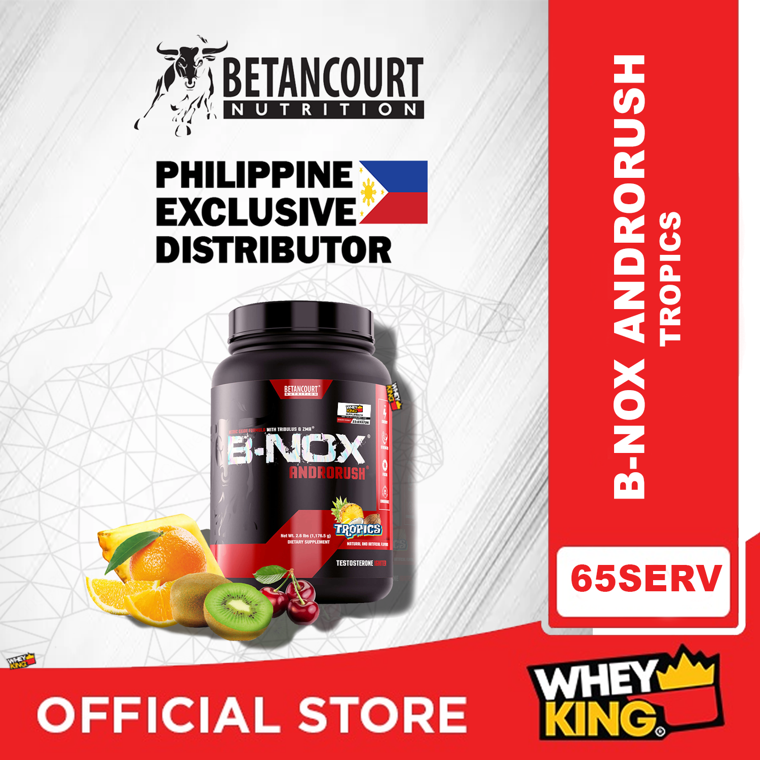 [Clearance Expiry March 2024] Betancourt B-NOX Androrush Preworkout & Testosterone Booster 65 serving