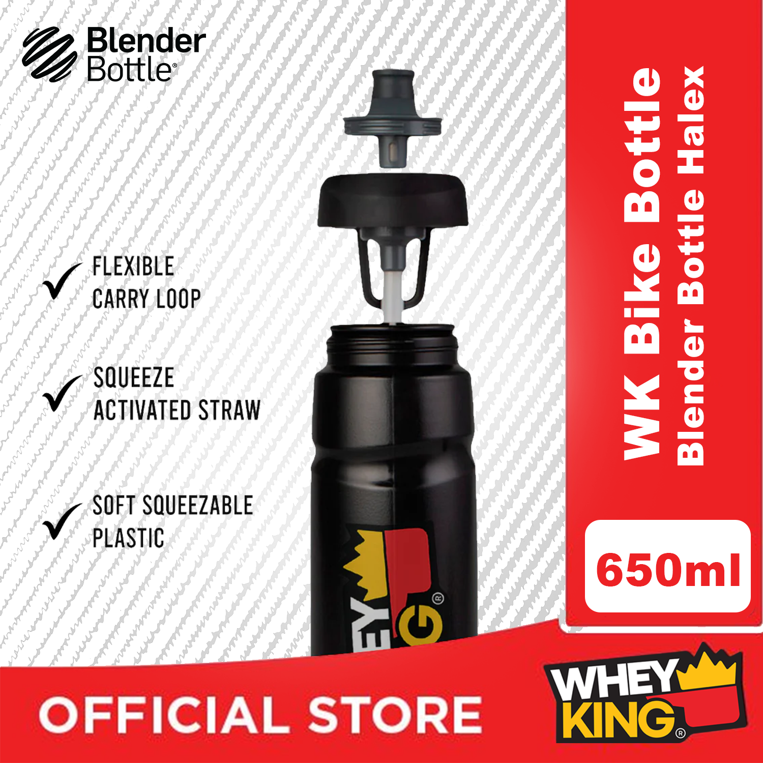 Whey King Bike Bottle Blender Bottle Halex - 650ML