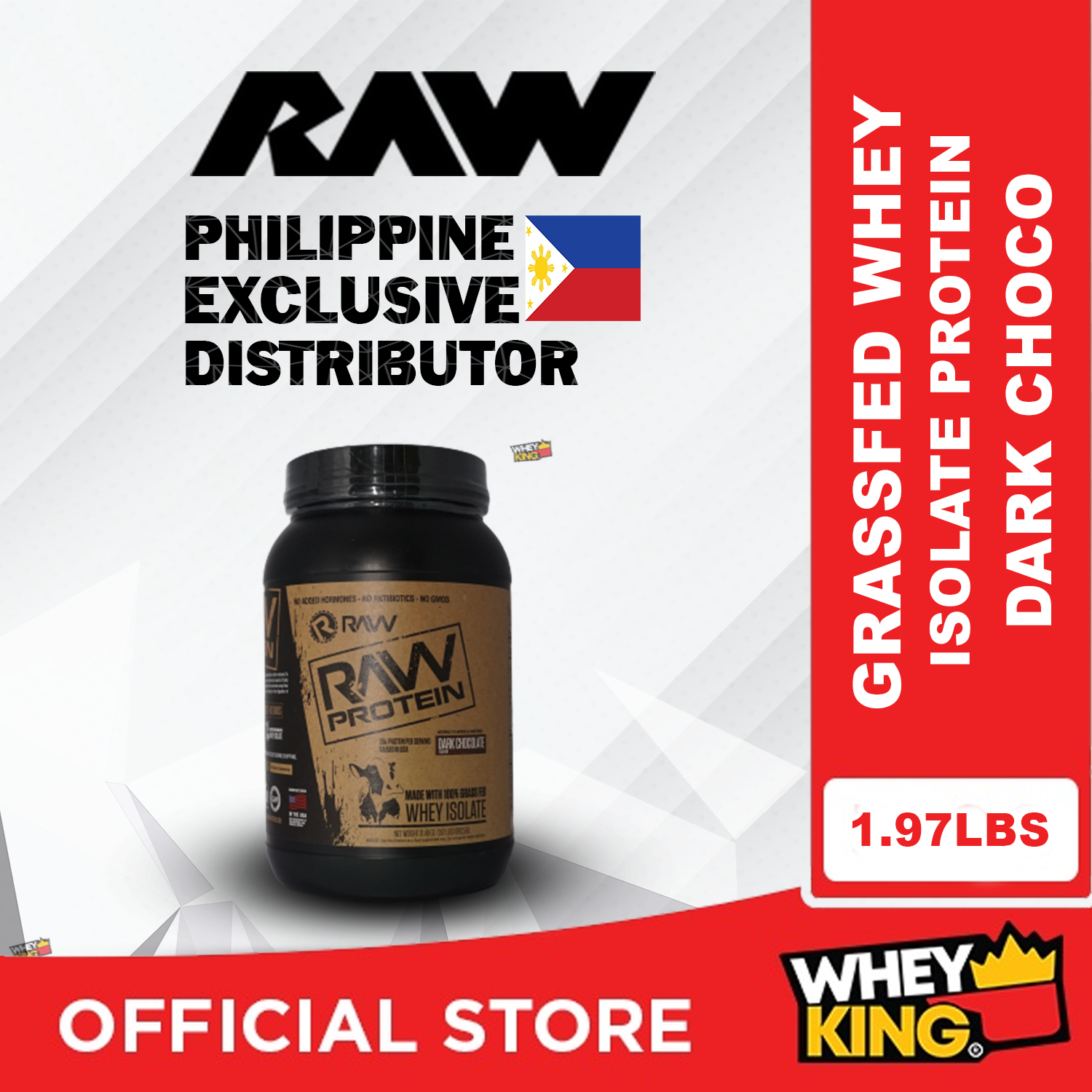 RAW Nutrition Isolate Protein Grass Fed Whey 25 servings