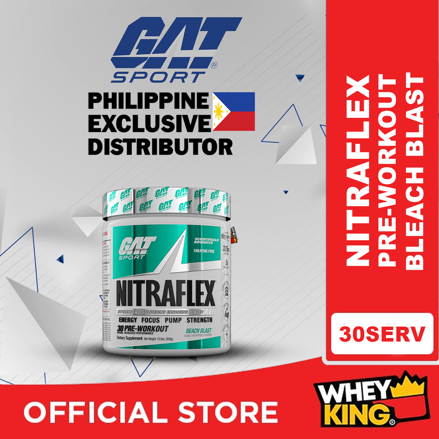 GAT Sport Nitraflex Hyperemia & Testosterone Enhancing  Powder - 30 Servings