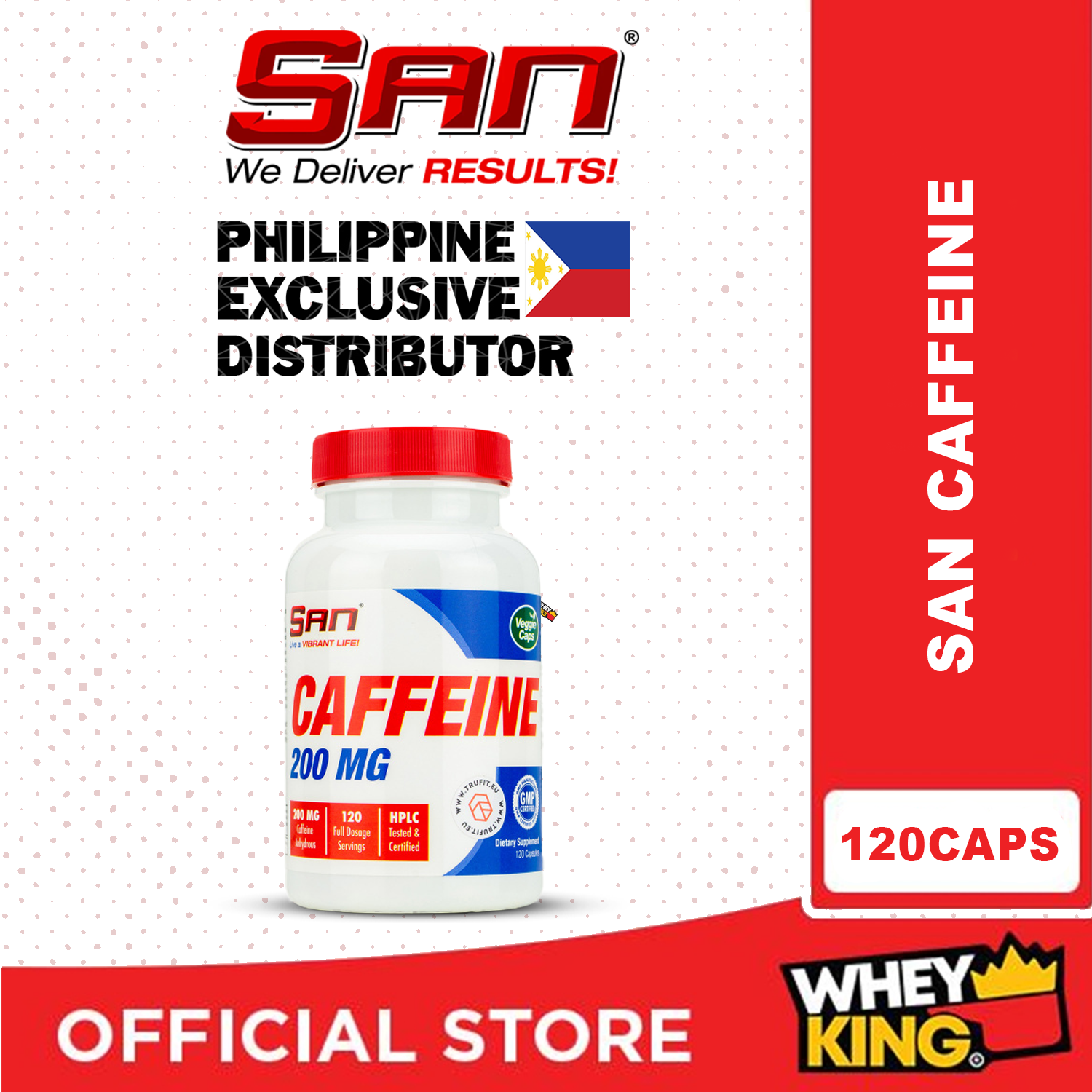CLEARANCE SAN Caffeine Anhydrous 120 Capsules Power And Energy Accelerant! EXP.MAY 2024