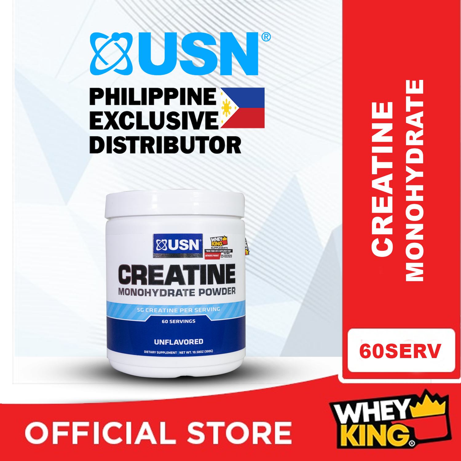 USN Creatine Monohydrate 300g. Micronized Pure Creatine Monohydrate.