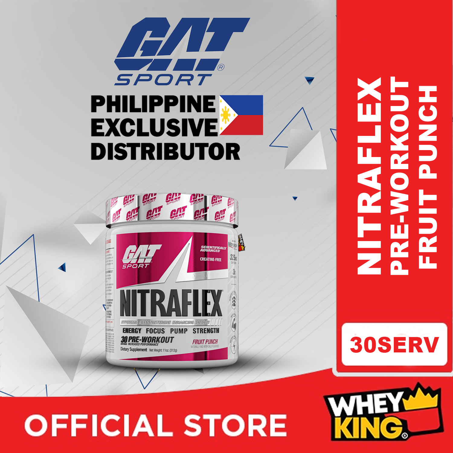 GAT Sport Nitraflex Hyperemia & Testosterone Enhancing  Powder, 30 Servings