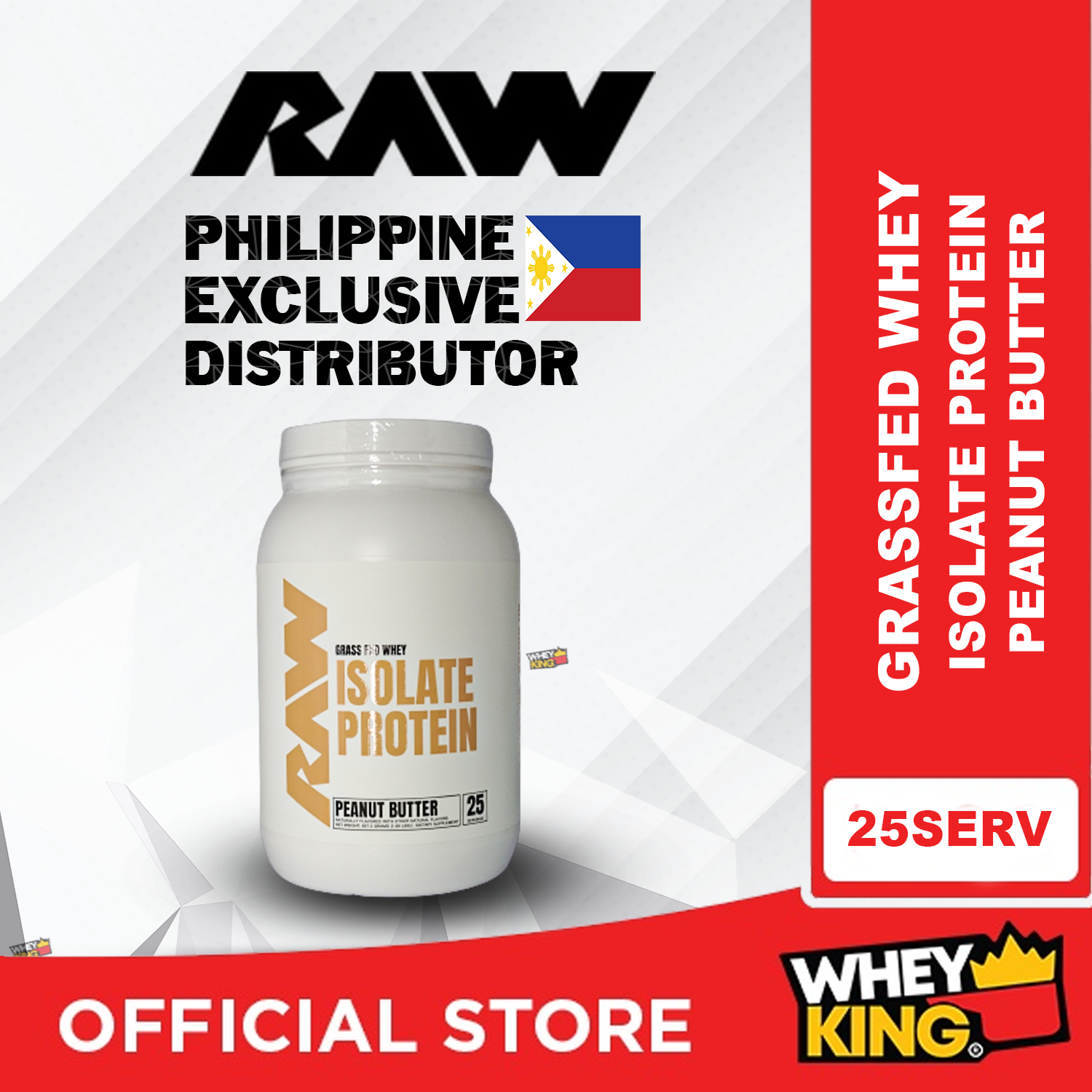 RAW Nutrition Isolate Protein Grass Fed Whey 25 servings