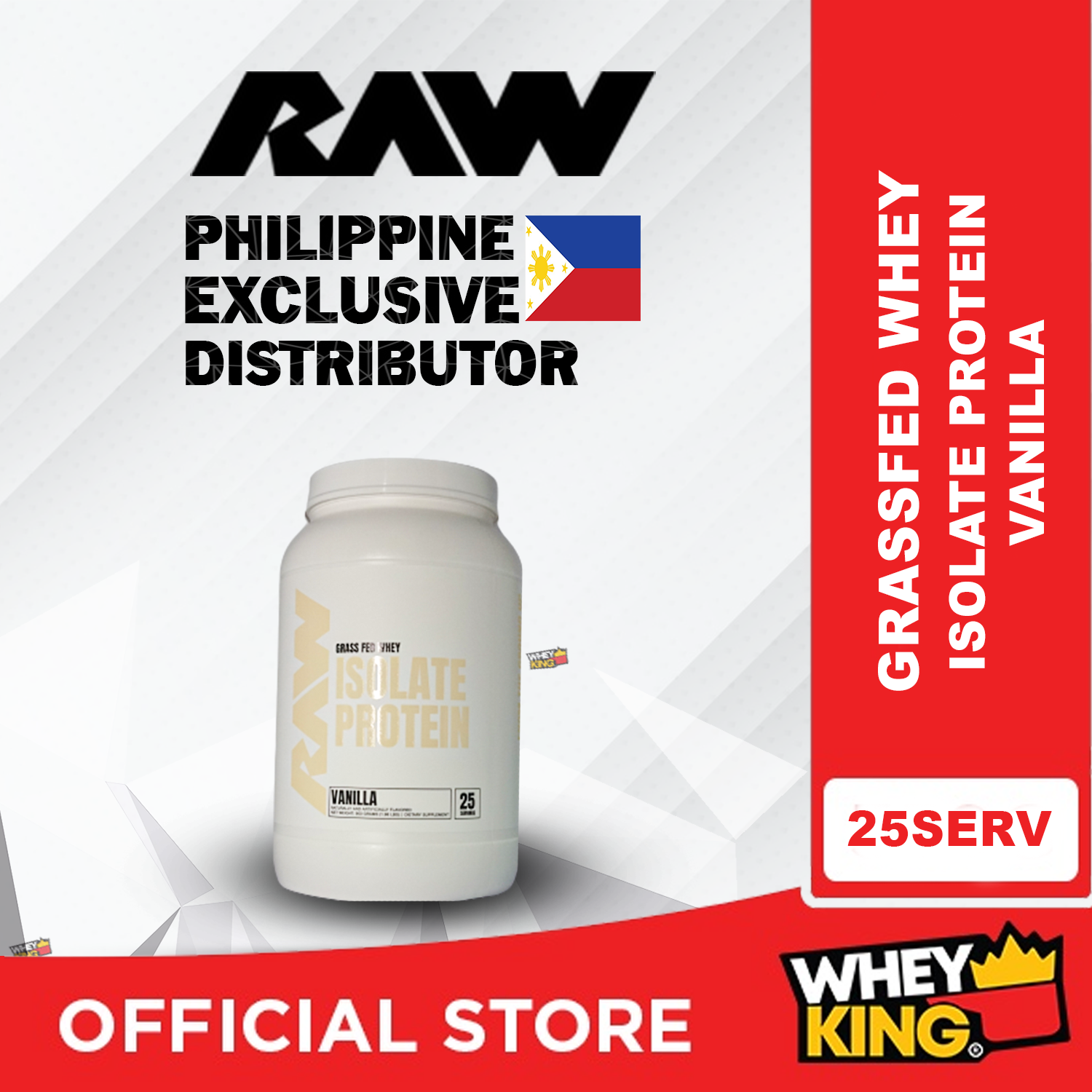 RAW Nutrition Isolate Protein Grass Fed Whey 25 servings