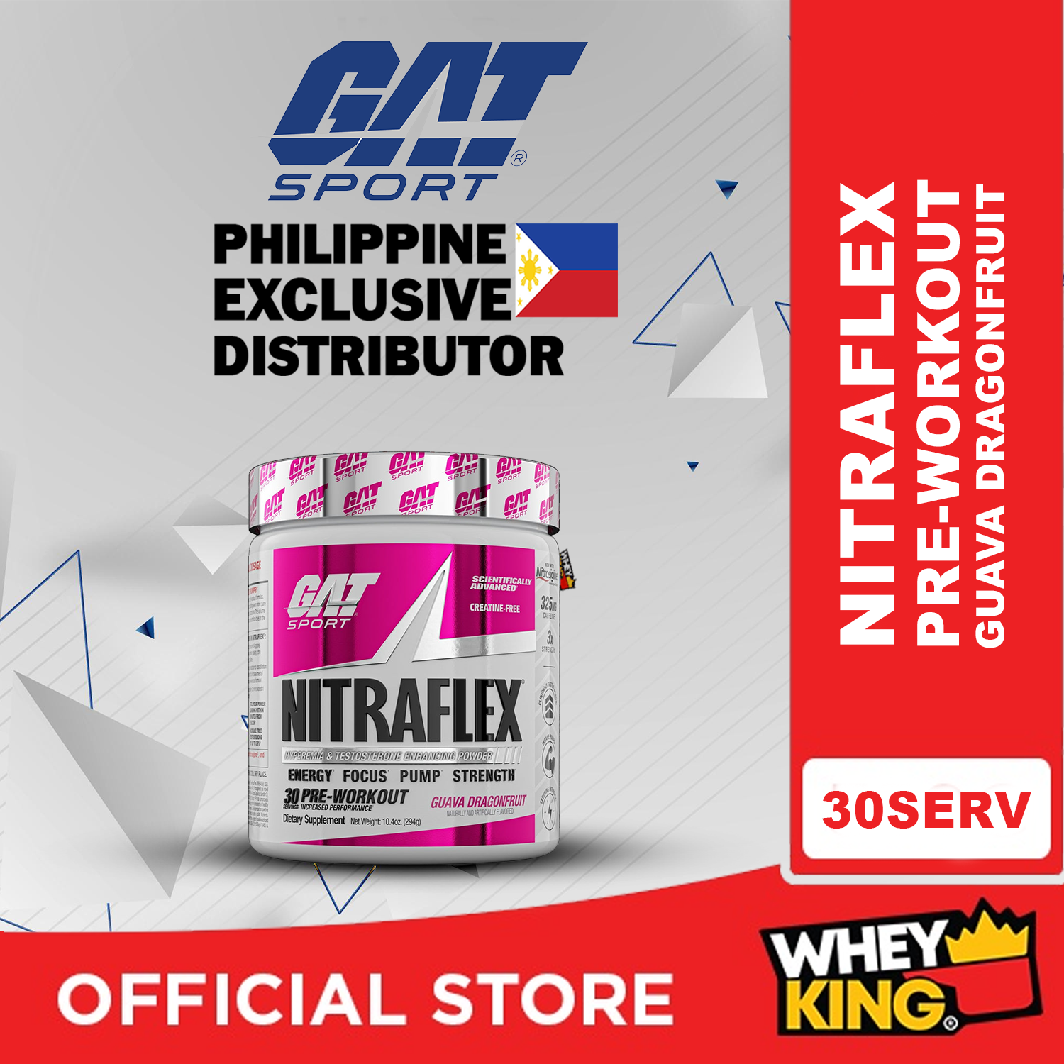 GAT Sport Nitraflex Hyperemia & Testosterone Enhancing  Powder, 30 Servings
