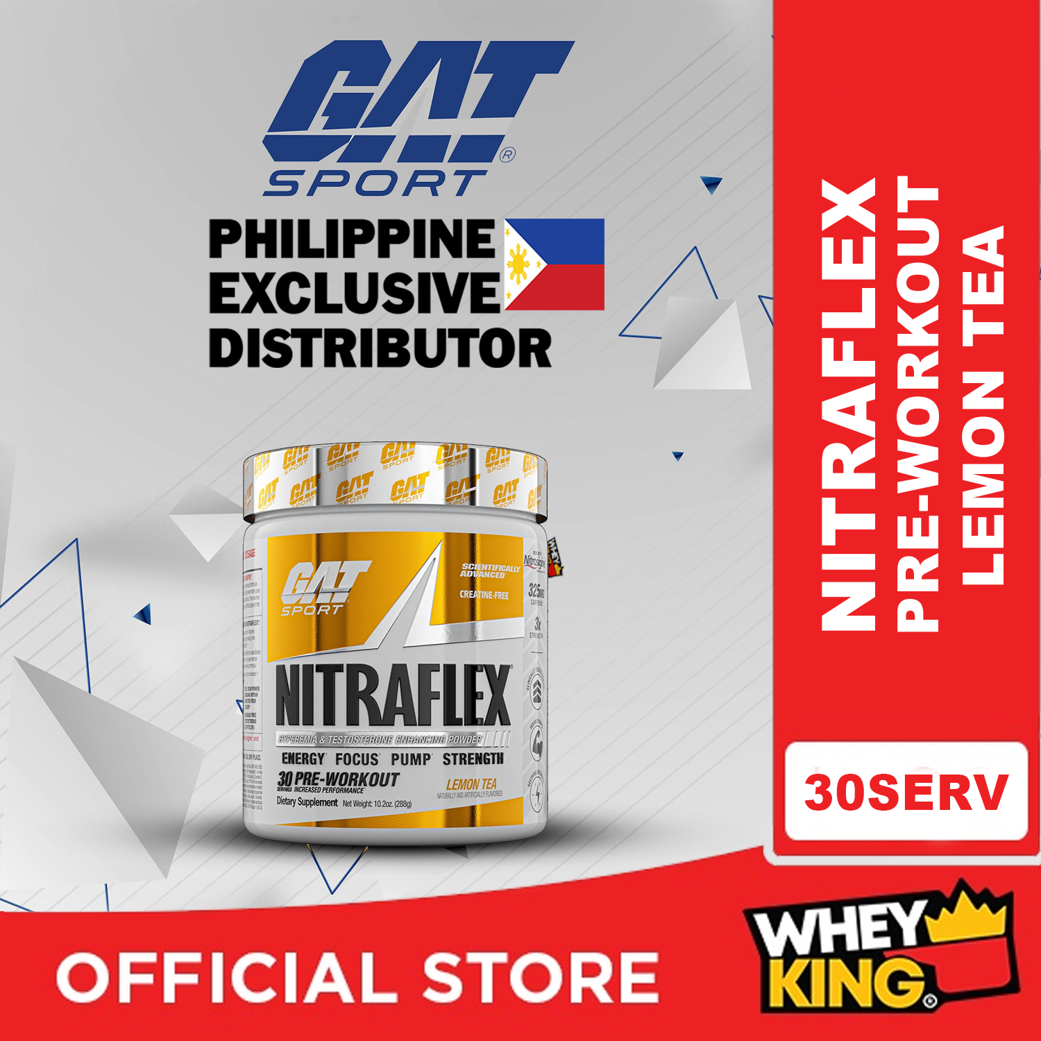 GAT Sport Nitraflex Hyperemia & Testosterone Enhancing Powder - 30 Ser —  Whey King Supplements