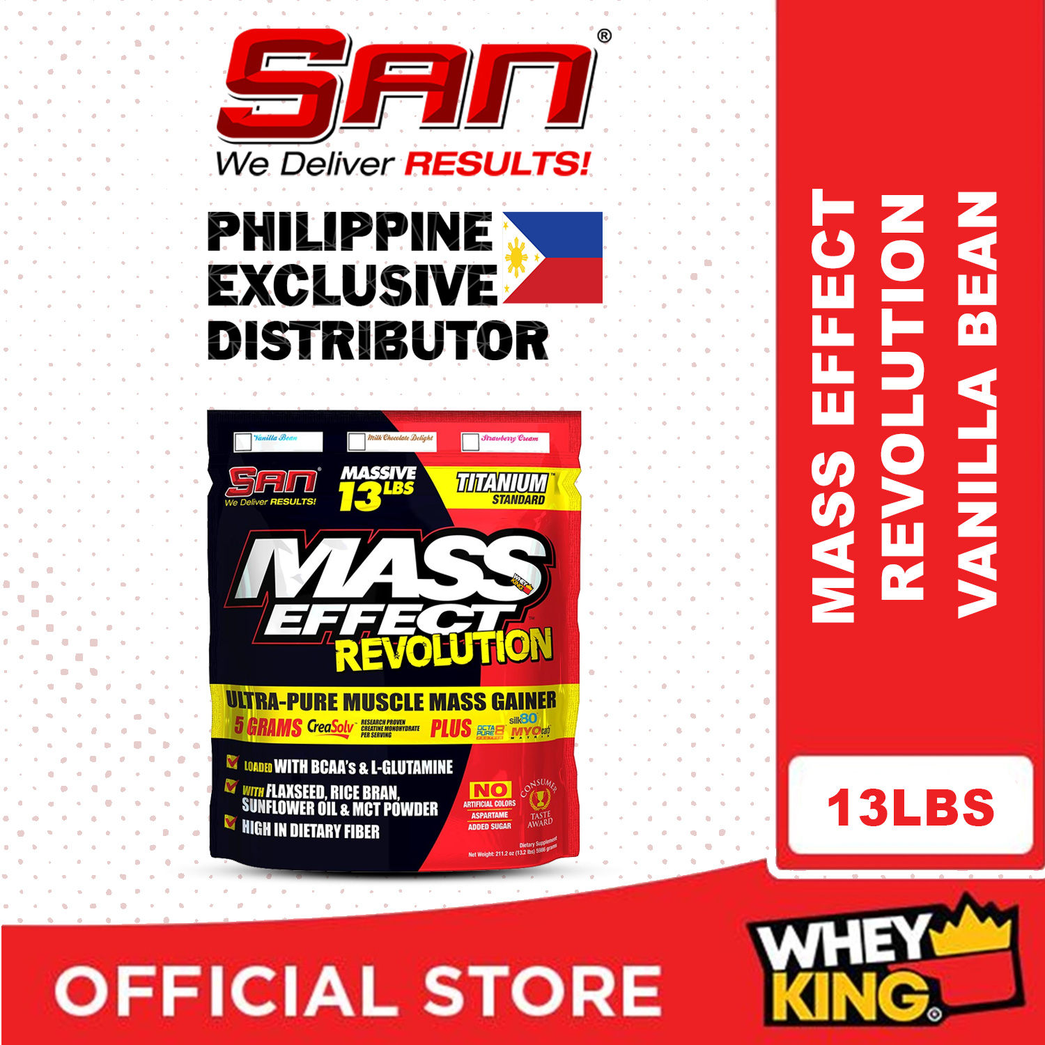 SAN Mass effect 13lbs Ultra-Pure Muscle Mass gainer — Whey King Supplements