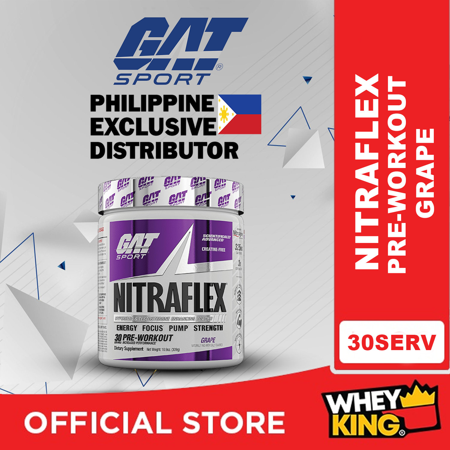 GAT Sport Nitraflex Hyperemia & Testosterone Enhancing  Powder, 30 Servings