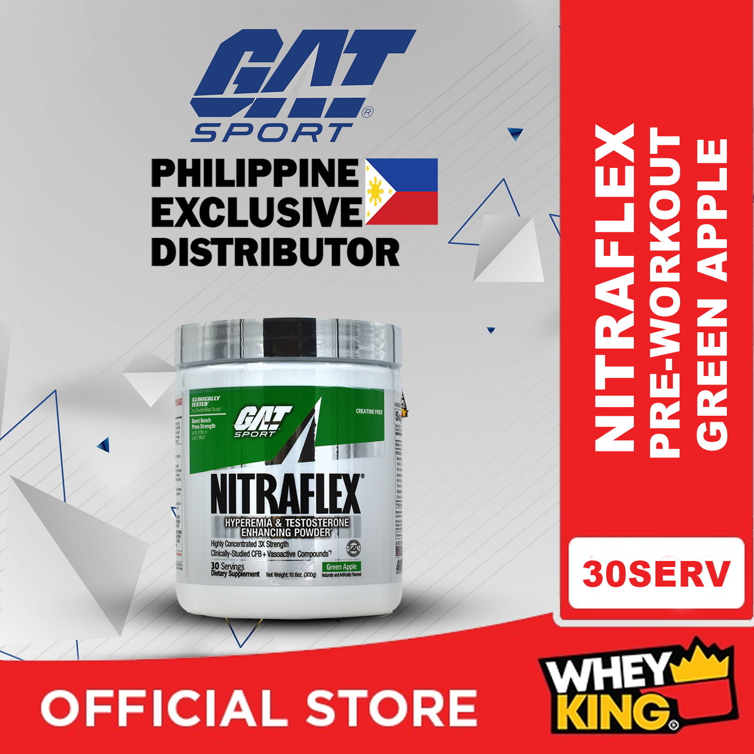 GAT Sport Nitraflex Hyperemia & Testosterone Enhancing  Powder, 30 Servings