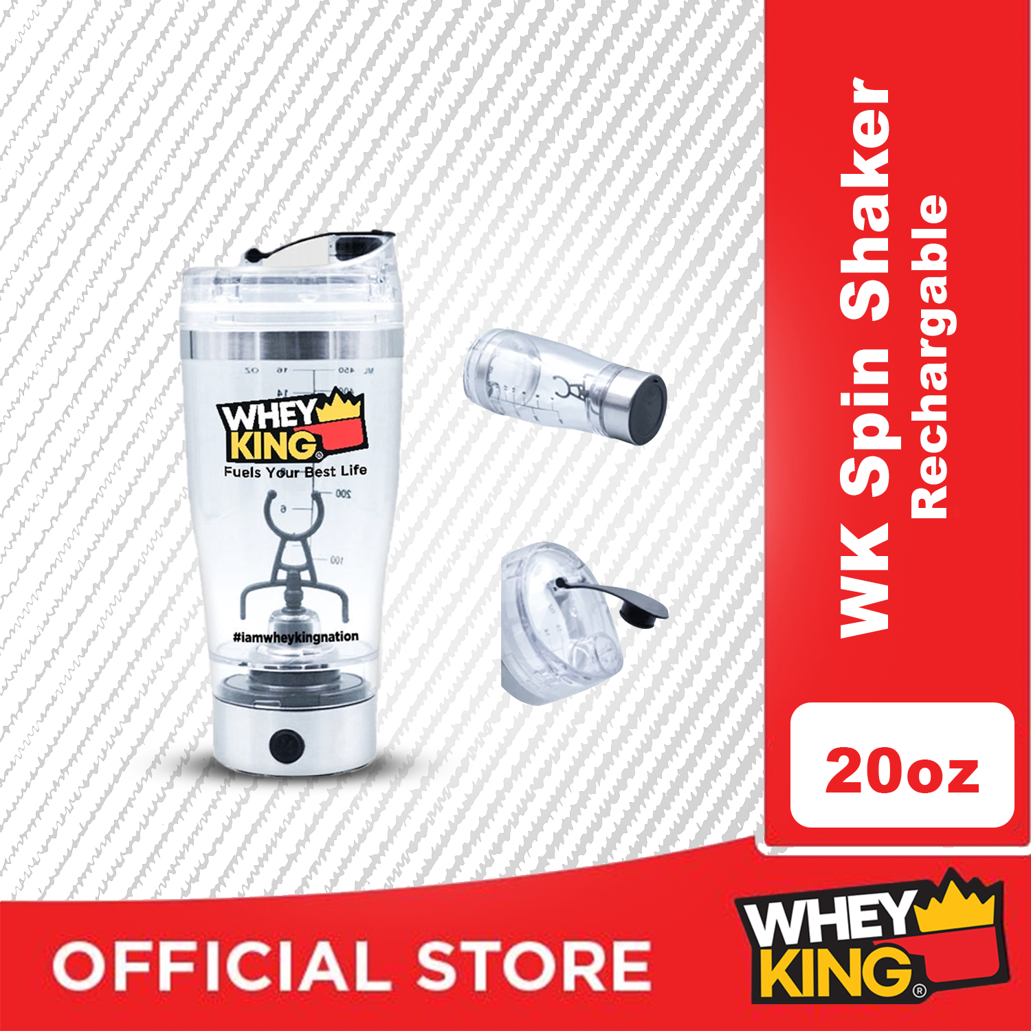 Whey King Spin Shaker Rechargeable Shaker - 20oz