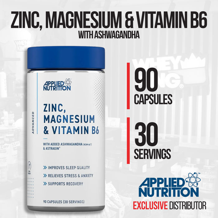 Applied Nutrition Zinc, Magnesium & Vitamin B6 Capsules With Ashwagandha (ZMA)