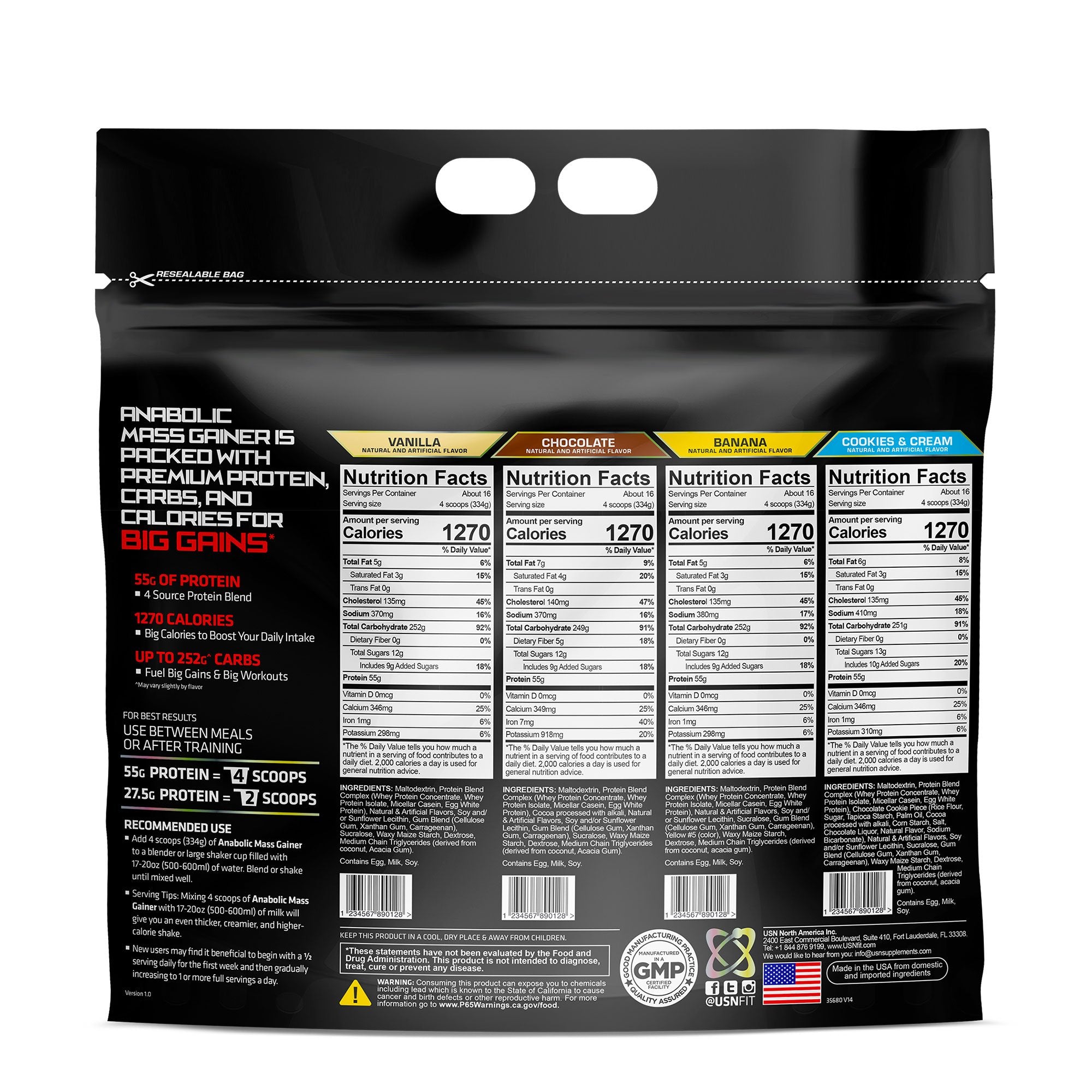 USN Anabolic Mass 12lbs - Ultimate impact weight gainer