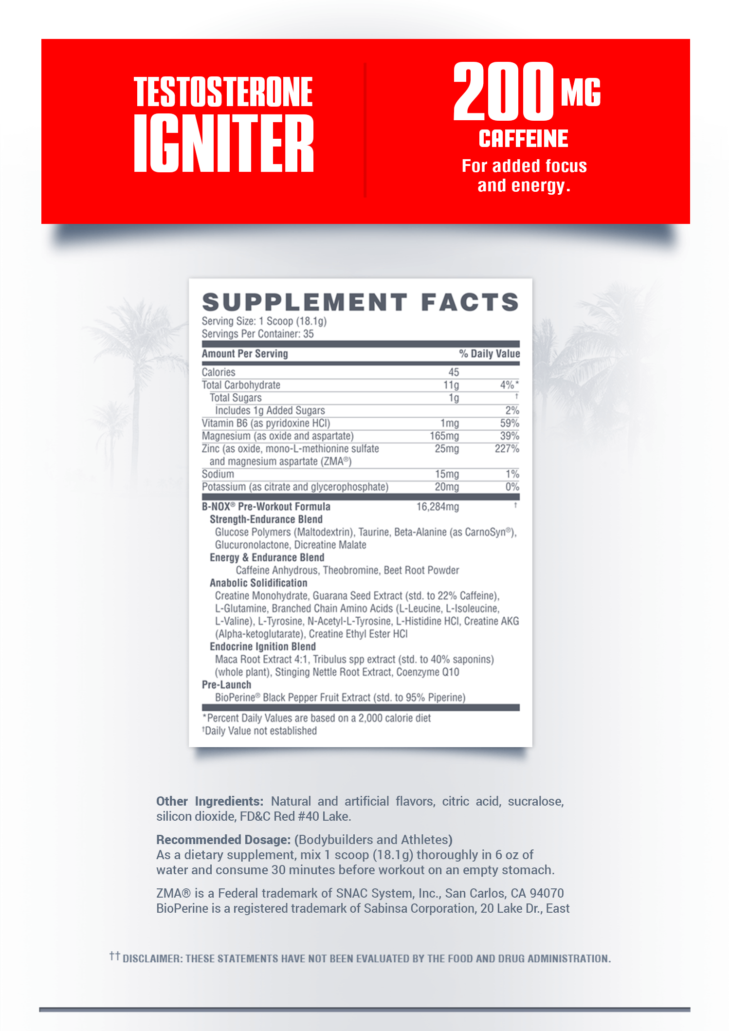 Betancourt B-NOX Androrush Preworkout & Testosterone Booster 35 servings